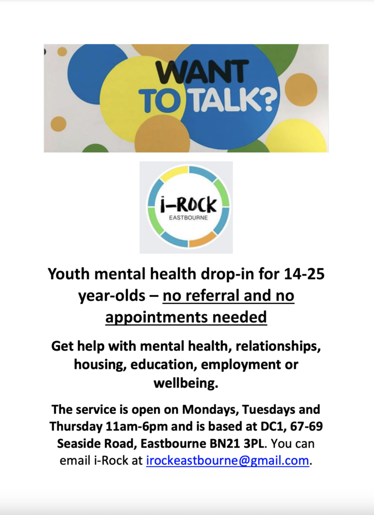 i-rock youth mental health drop in poster